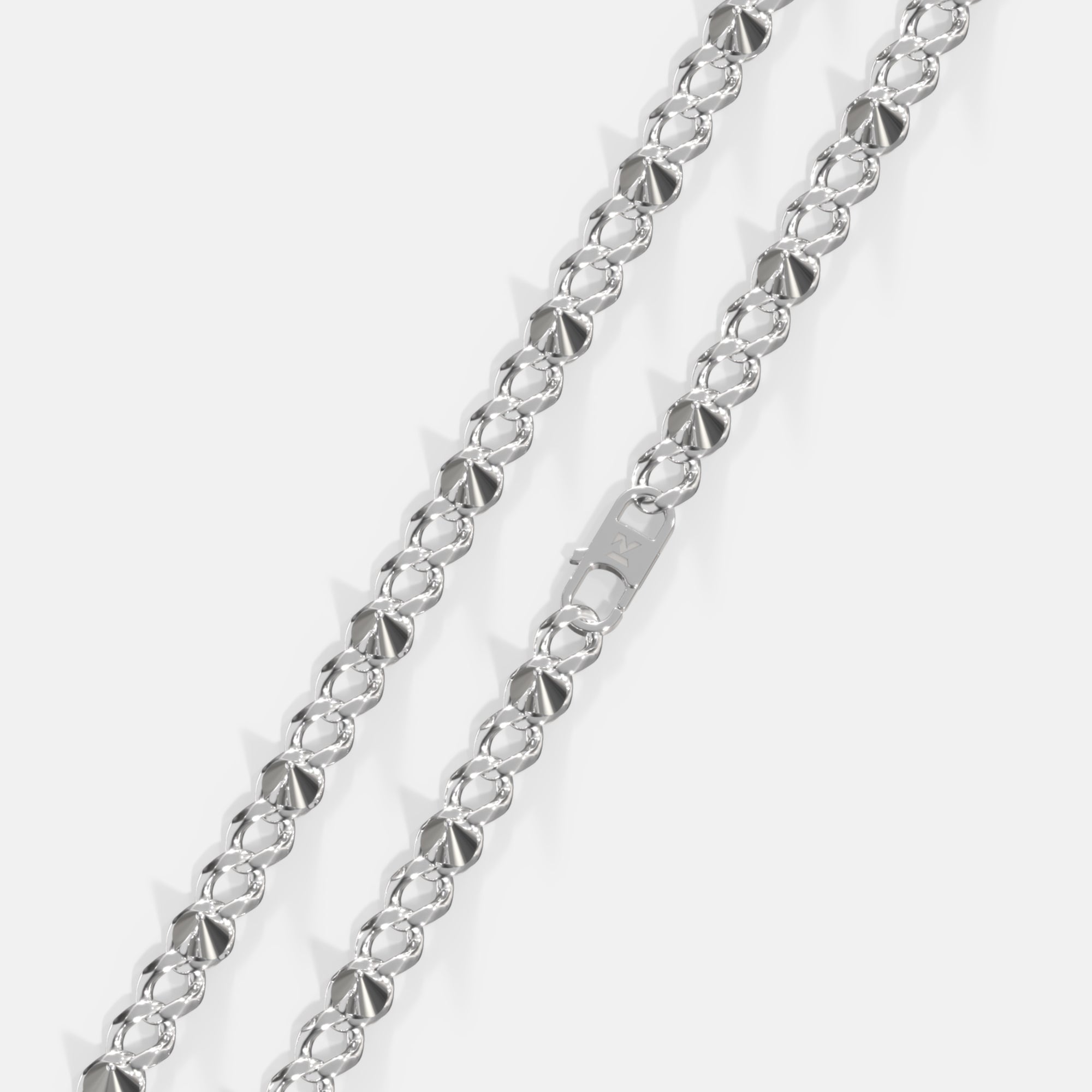 K12 - SILVER CUBAN SPIKE CHAIN - 10.5MM