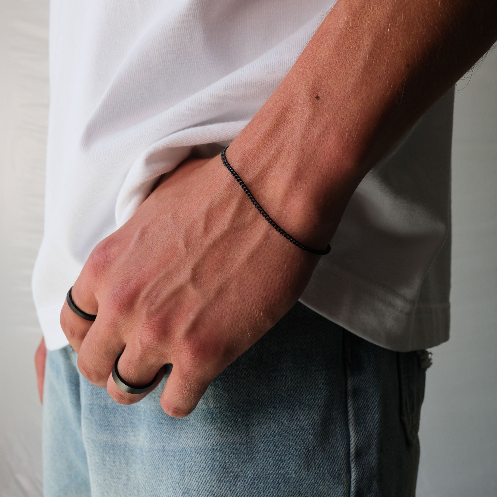 K12 - Black Cuban Bracelet - 2MM